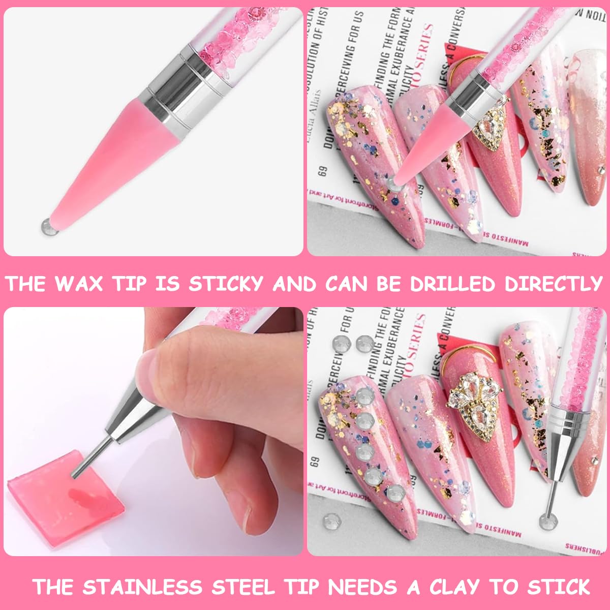 MAYCREATE 2pcs Nail Art Tools Rhinestone Pick Up Tool for Diamond Painting Nail Art Dual Head Rhinestones Pick Up Pen with 2 Extra Nibs Nail Dotting Pen Picker Pen for DIY MAYCREATE 2pcs Nail Art Tools Rhinestone Pick Up Tool for Diamond Painting Nail Art Dual Head Rhinestones Pick Up Pen with 2 Extra Nibs Nail Dotting Pen Picker Pen for DIY